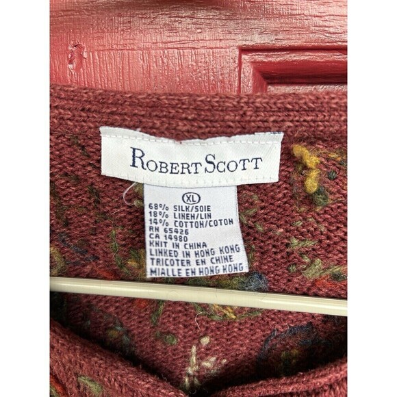 Vintage Teacher Sweater L Silk Wool Cardigan Grannycore M Medium Farm Fairycore - Picture 6 of 7